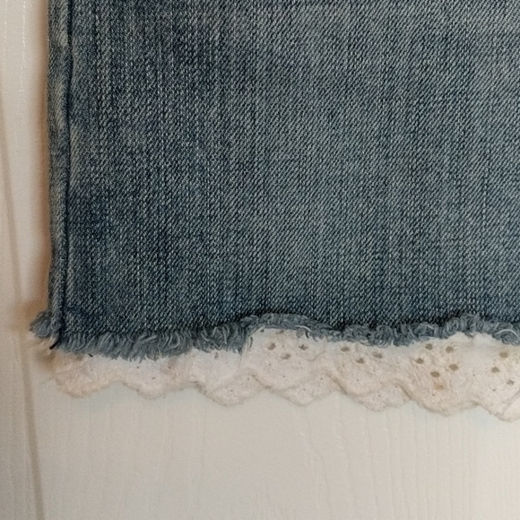 🤩Y2K Mini Jean Skirt Eyelet Lacing Size Small - Picture 3 of 5